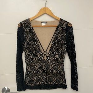 Low Cut Venus black “Lacey” Top